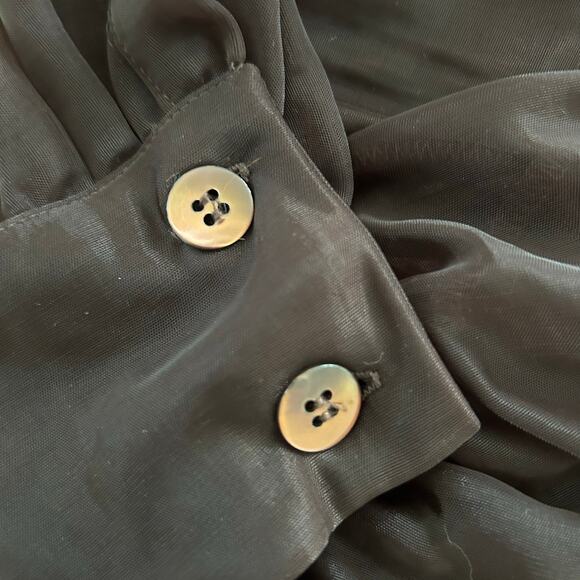 Janet Howard Sheer Grunge Minimalist Blouse Top Women Long Sleeve Brown Large - Picture 5 of 9